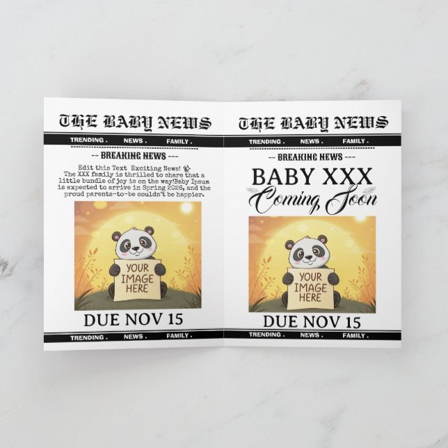 Invitación Personalize Baby News Paper Magazine Announcement  (Interior)