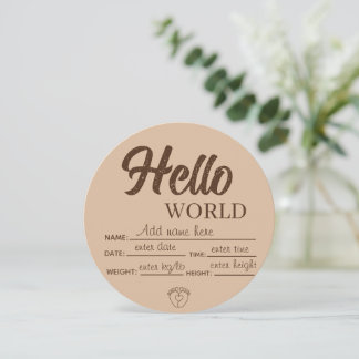 Invitación Personalize Custom Hello World Baby Sign Printable