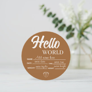 Invitación Personalize Custom Hello World Baby Sign Template