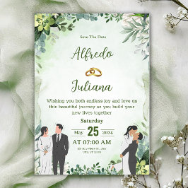 Invitación Personalize green leafy best wedding Invitation