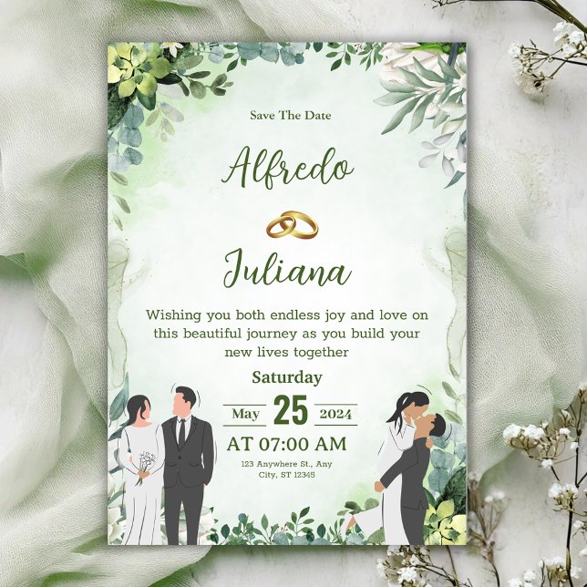 Invitación Personalize green leafy  best wedding Invitation (Subido por el creador)