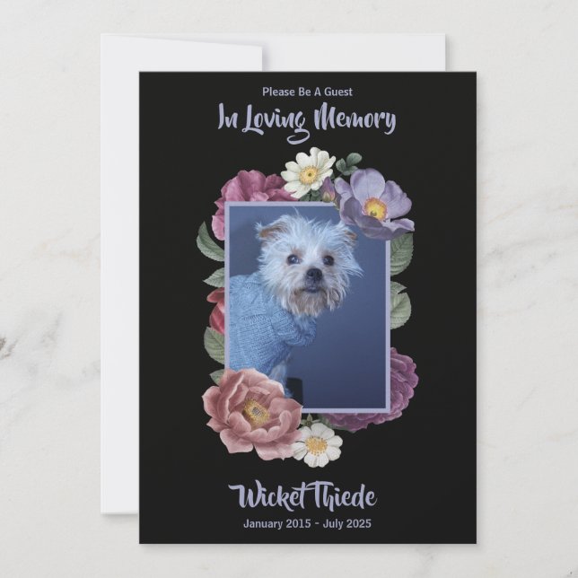 Invitación Personalize It! Floral Photo Pet Memorial (Anverso)