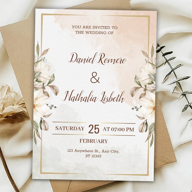 Invitación Personalize Minimalistic Floral wedding Invitation (Subido por el creador)