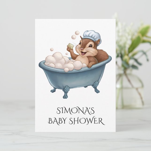Invitación Personalize Retro Squirrel Baby Shower (Anverso de pie)