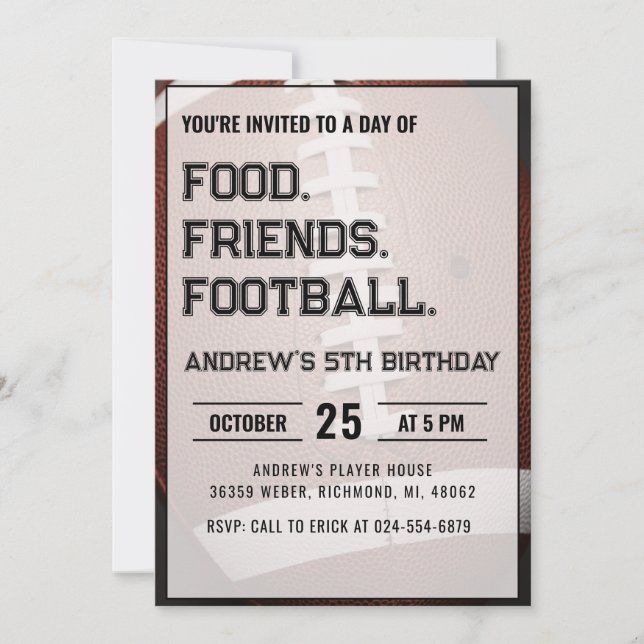 Invitación Personalize Sport Football Birthday (Anverso)