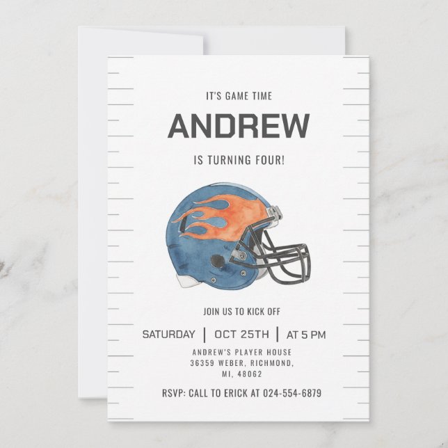 Invitación Personalize Sport Football Birthday (Anverso)