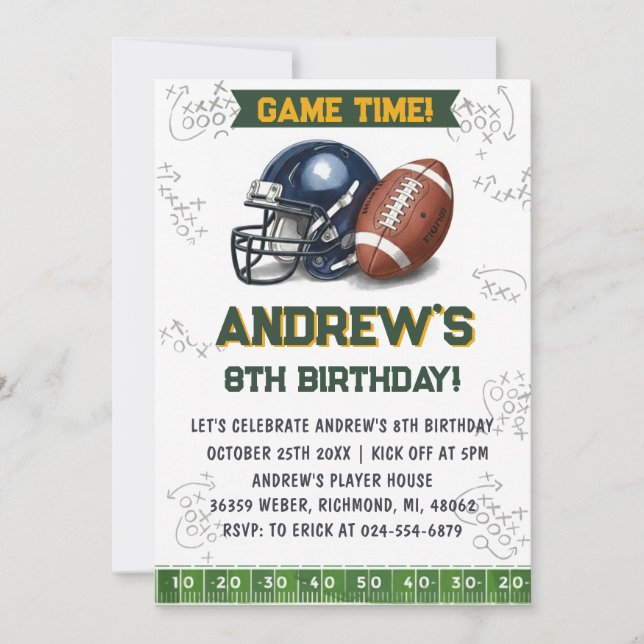 Invitación Personalize Sport Football Birthday (Anverso)
