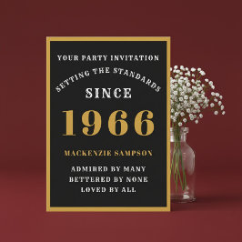 Invitación Personalized 60th Birthday 1966 Elegant Black Gold