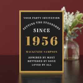 Invitación Personalized 70th Birthday 1956 Elegant Black Gold