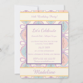 Invitación Personalized Birthday Bow Sweet Invitation Blush