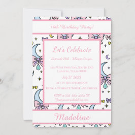 Invitación Personalized Birthday Pink Bow Sweet Invitation