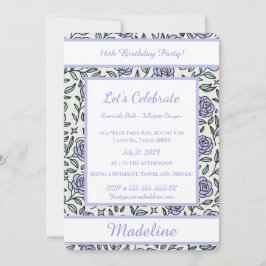 Invitación Personalized Birthday Rose Girl Sweet Invitation