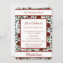 Invitación Personalized Birthday Rose Girl Sweet Invitation