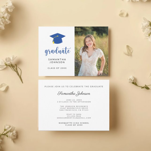 Invitación Personalized Blue Graduation Photo Invitation (Subido por el creador)
