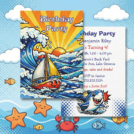 Invitación Personalized Boy's Nautical Birthday Party