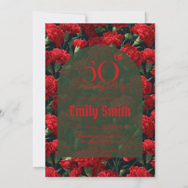 Invitación Personalized Carnation Floral Milestone Birthday (Anverso)