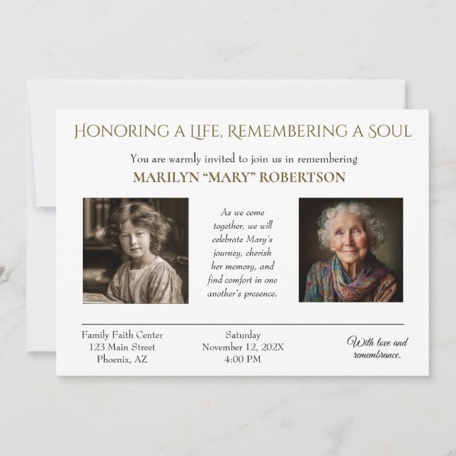 Invitación Personalized Celebration of Life Invitation (Anverso)