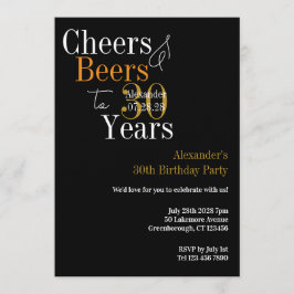 Invitación Personalized Cheers and Beers 30th Birthday Party