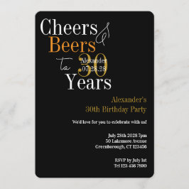 Invitación Personalized Cheers and Beers 30th Birthday Party