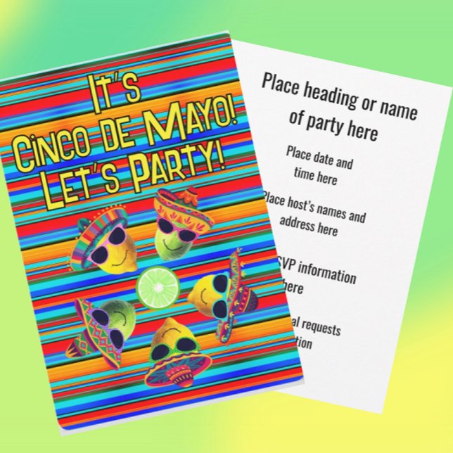 Invitación Personalized Cinco de Mayo Fiesta Lemon Lime  (Customize the text for any occasion!)