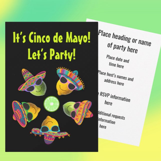 Invitación Personalized Cinco de Mayo Fiesta Lemon Lime  (Customize for any occasion!)