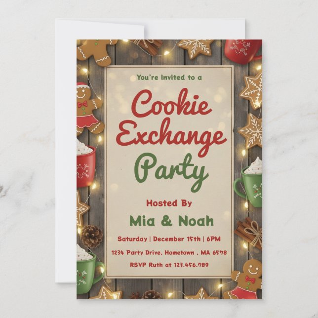 Invitación Personalized Cozy Christmas Cookie Exchange Party (Anverso)