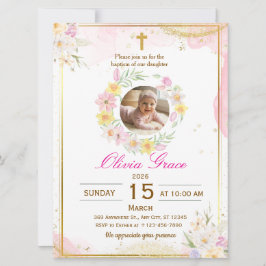 Invitación Personalized Cute Baby Girl Baptism