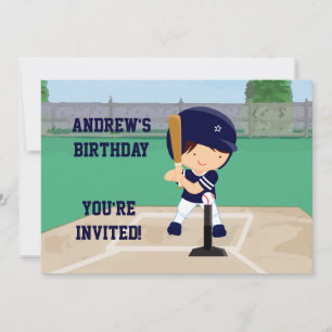 Invitación Personalized Cute Baseball cartoon player