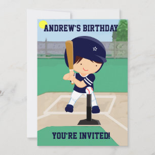 Invitación Personalized Cute Baseball cartoon player
