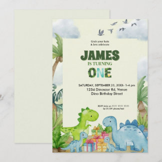 Invitación Personalized Dinosaur 1st Birthday Invitation