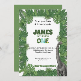 Invitación Personalized Dinosaur 1st Birthday Invitations