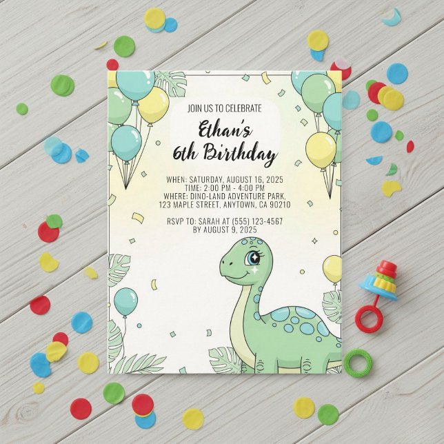 Invitación Personalized Dinosaur Birthday Invitation (Subido por el creador)
