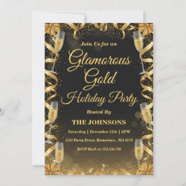 Invitación Personalized Elegant Gold Christmas Party