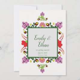Invitación Personalized Folk Floral Wedding & Back Design