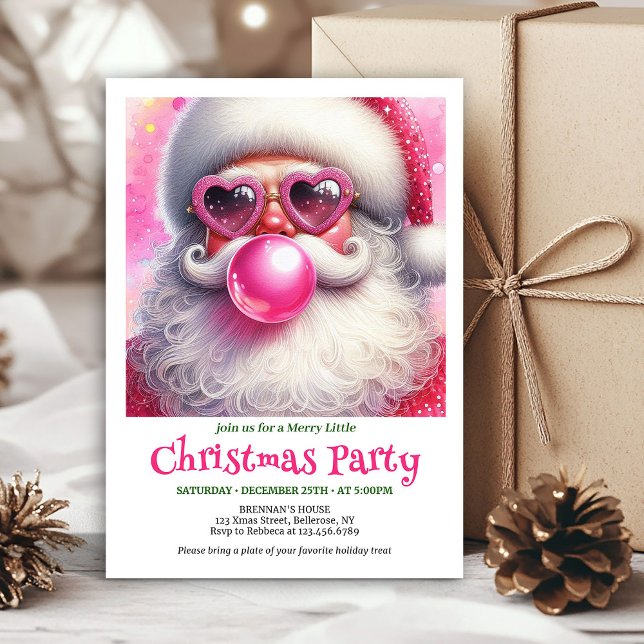 Invitación Personalized Funny Santa Heart Glasses Christmas   (Personalized Funny Santa Heart Glasses Christmas Invite

)