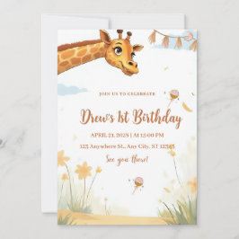 Invitación Personalized Giraffe Safari Birthday Invitation