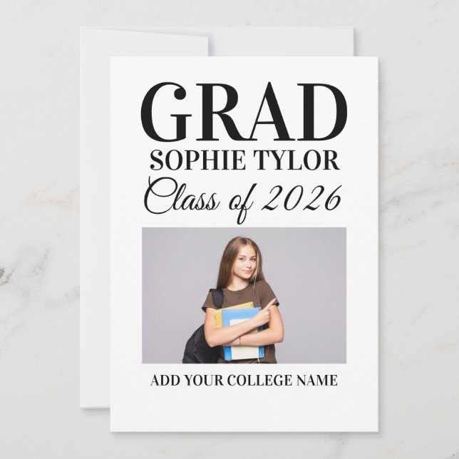 Invitación Personalized Graduation Party Photo Invitation (Anverso)