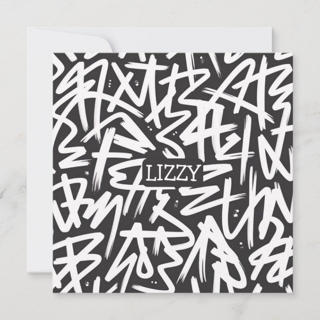 Invitación Personalized Graffiti Name Pattern — Custom Urban (Anverso)