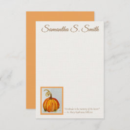 Invitación Personalized Gratitude Pumpkin Flat Note Card