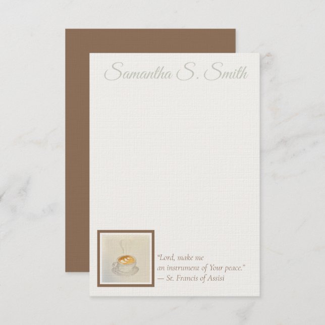 Invitación Personalized Heart Coffee Cup Flat Note Card (Anverso / Reverso)