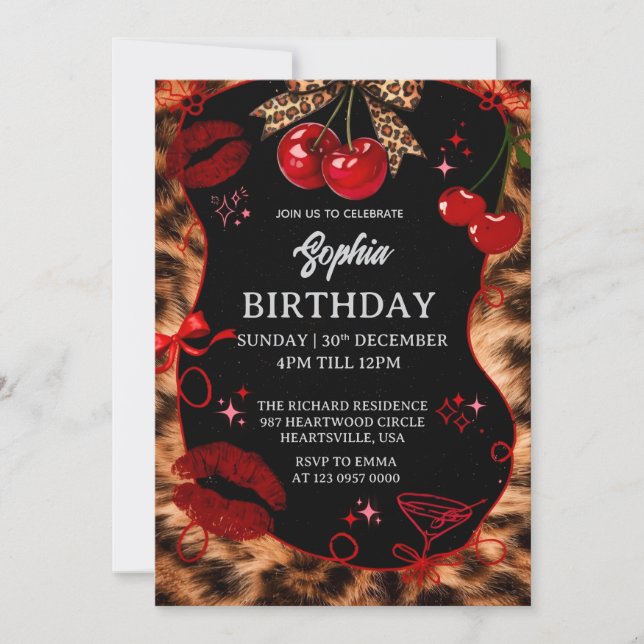 Invitación Personalized Kids Birthday Invitation Black Party  (Anverso)