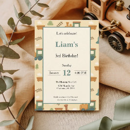 Invitación Personalized Kids Train Birthday Party