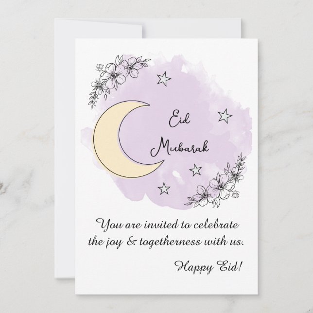 Invitación Personalized Lavender Line Art Eid Invitation (Anverso)