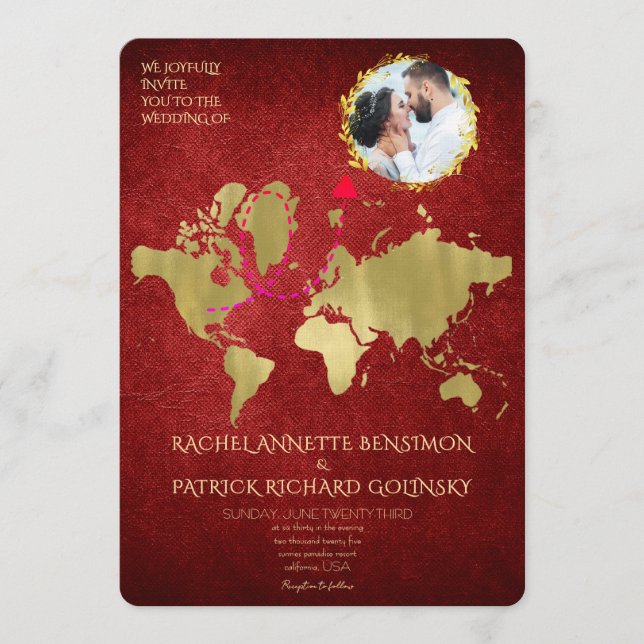 Invitación Personalized Map of Love Journey Wedding (Anverso)