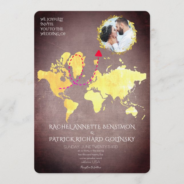 Invitación Personalized Map of Love Journey Wedding (Anverso)