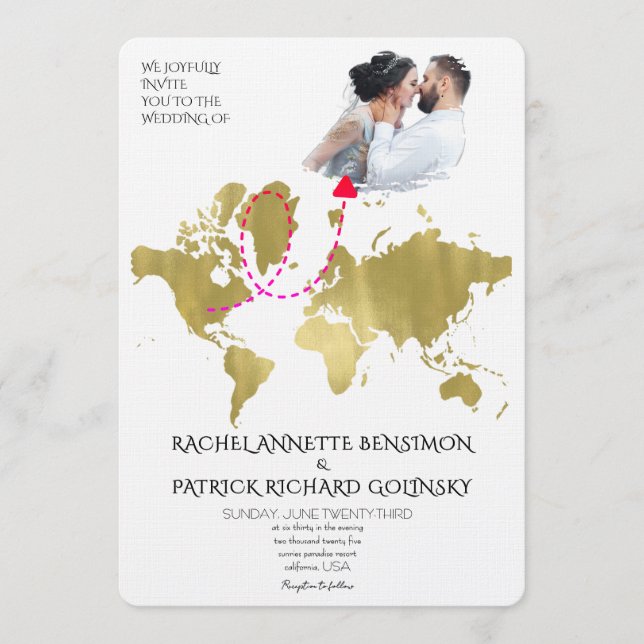Invitación Personalized Map of Love Journey Wedding (Anverso)