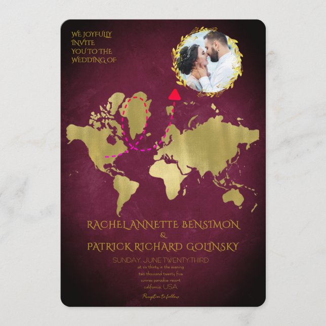 Invitación Personalized Map of Love Journey Wedding (Anverso)