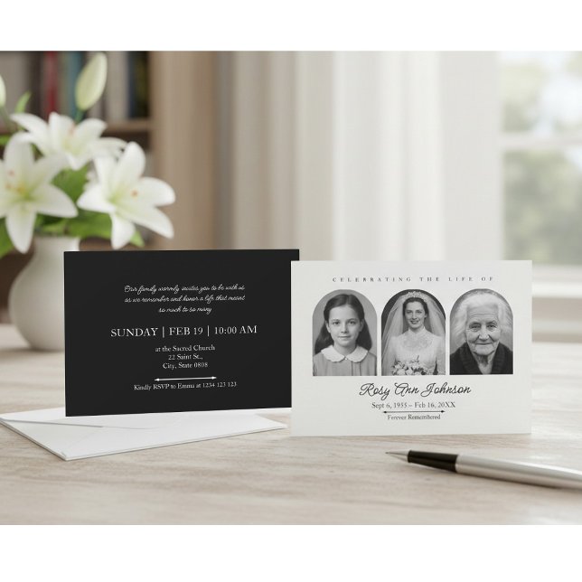 Invitación Personalized Memorial Invitation with 3 Photos (Subido por el creador)