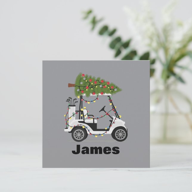 Invitación Personalized Name Golfer Christmas Golf Cart Xmas  (Anverso de pie)