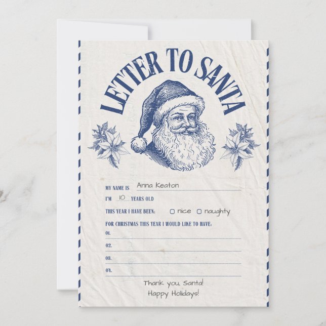 Invitación Personalized Official North Pole Letter From Santa (Anverso)